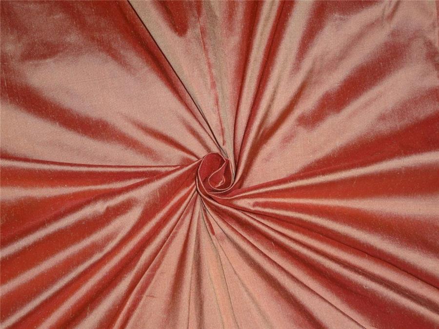 PURE SILK DUPIONI FABRIC RUSTY RED