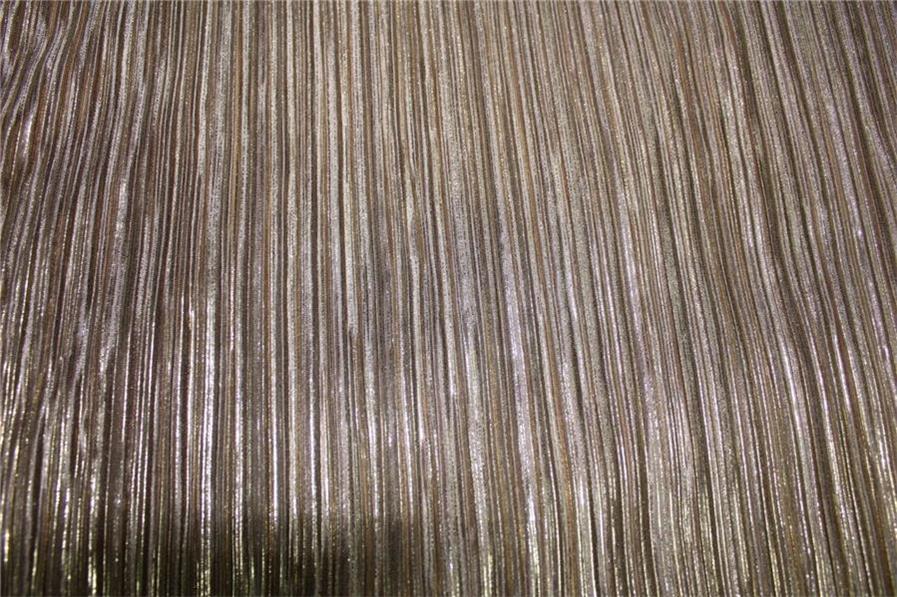 Brown Lurex Pleated Fabric ~ 58'' Wide