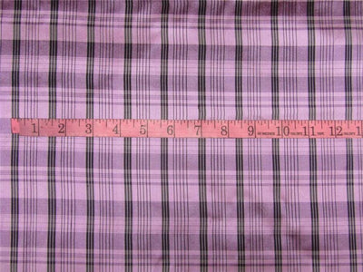 100% Silk Dupioni Fabric plaids lavender x black color 54'' wide DUP#C97[1]