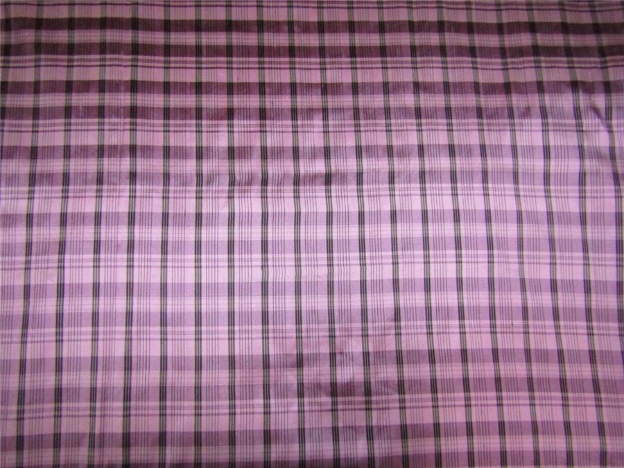 100% Silk Dupioni Fabric plaids lavender x black color 54'' wide DUP#C97[1]