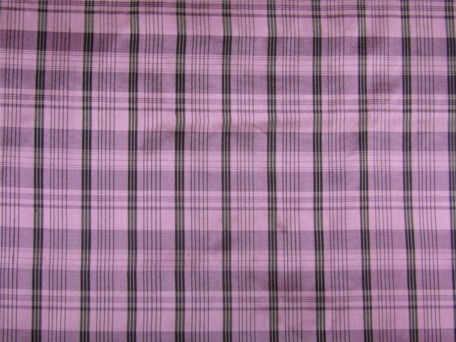 100% Silk Dupioni Fabric plaids lavender x black color 54'' wide DUP#C97[1]