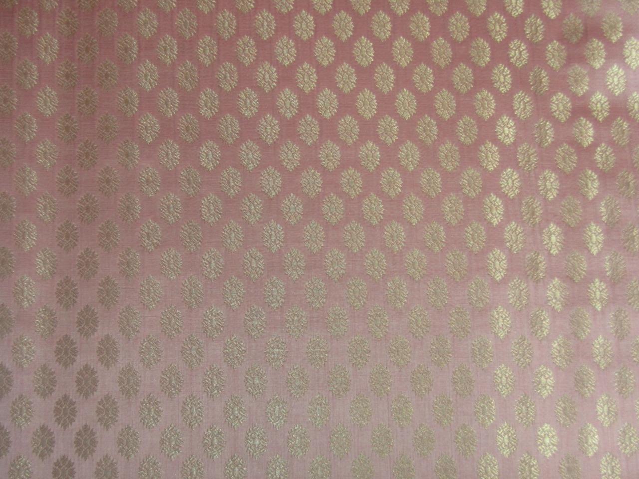 Brocade fabric pink x metallic gold color 44&quot;wide