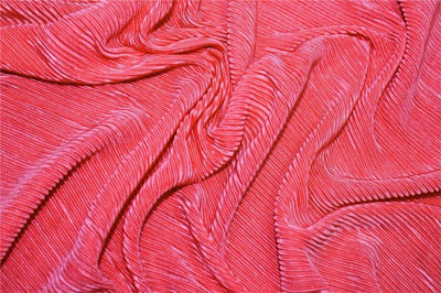 Bubble Gum Pink color crushed polyester pleated satin fabric ~ 59'' wide FF10B[1]