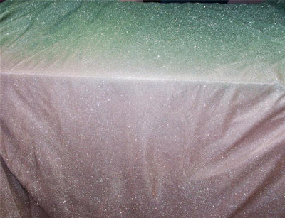 Green/Lavender x Silver color Ombre shimmer Lycra fabric ~ 58'' wide.