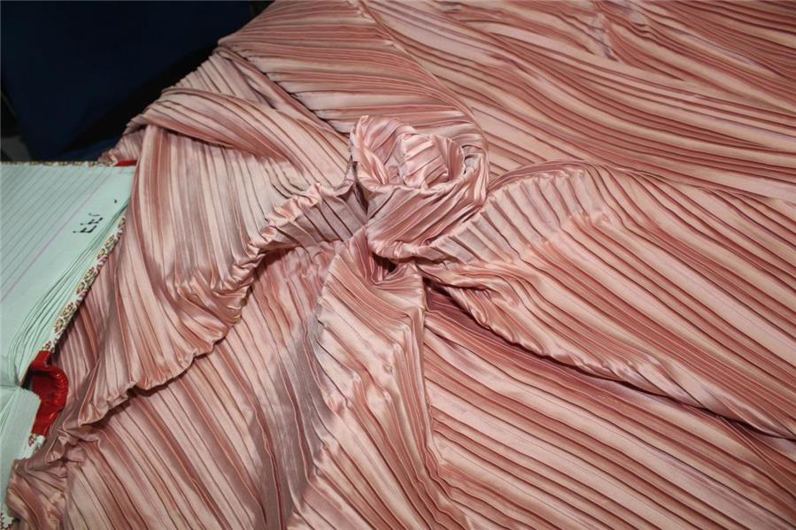 Onion Pink color satin pleated fabric ~ 58'' wide