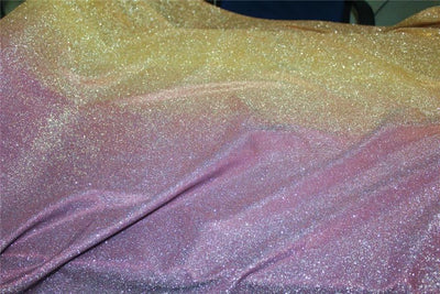 Purple x Gold color Ombre shimmer Lycra fabric ~ 58'' wide.