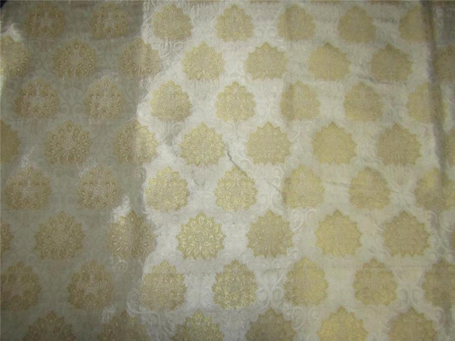 Heavy Brocade fabric Ivory x gold color 44&quot; wide