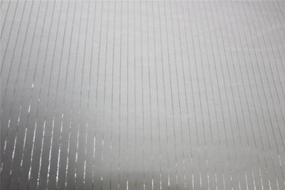 White heavy cotton fabric silver color stripe lurex weave 44'' wide [9145]