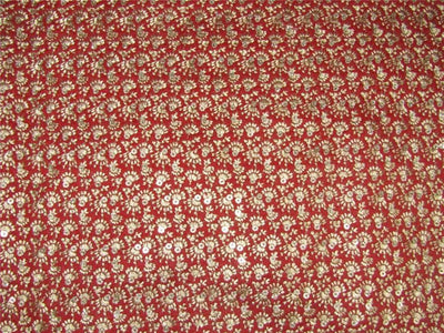 Embroidery Brocade Fabric red x gold color 44&quot;wide
