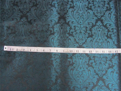 Brocade Fabric Teal x black Color 44&quot;wide