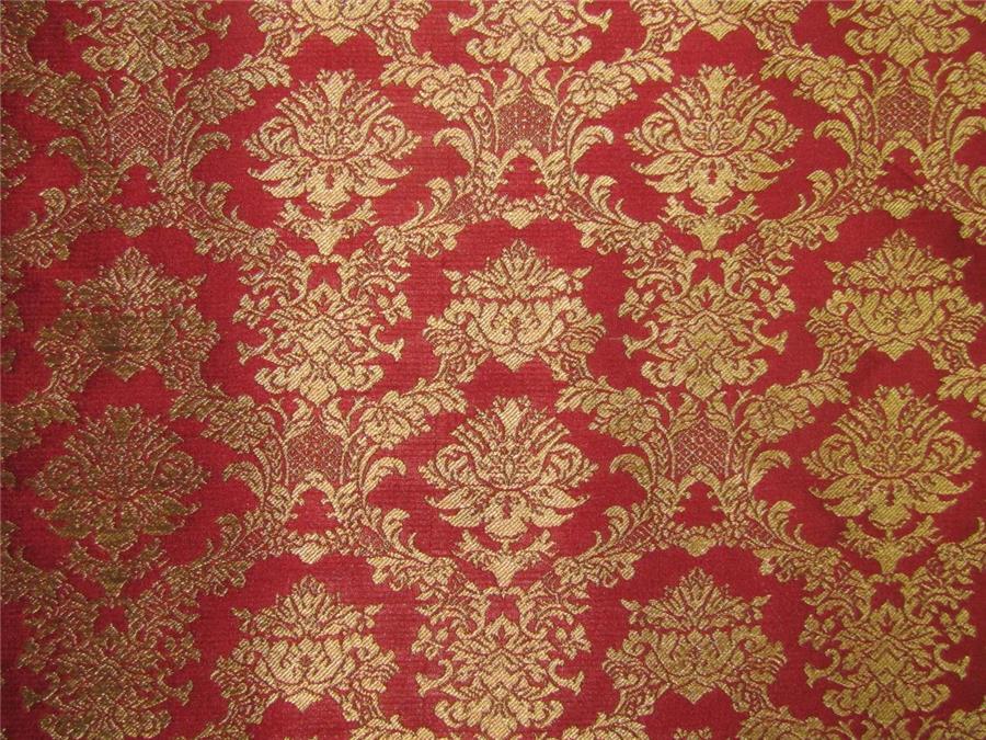 Brocade Fabric Dark red x Gold Color 56&quot;wide