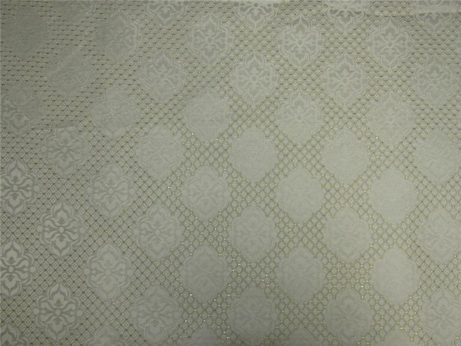 Brocade Fabric ivory white and gold Color 56&quot;wide