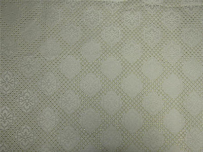 Brocade Fabric ivory white and gold Color 56&quot;wide