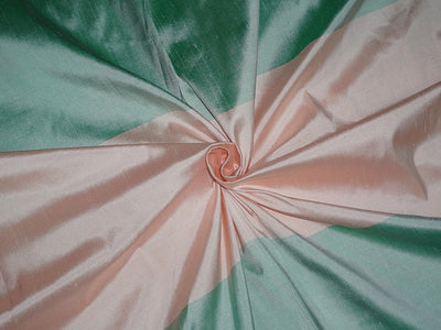 Light Peach &amp; Sea Green COLOUR Stripes~SILK DUPIONI FABRIC~WIDTH 54&quot; DUPS53