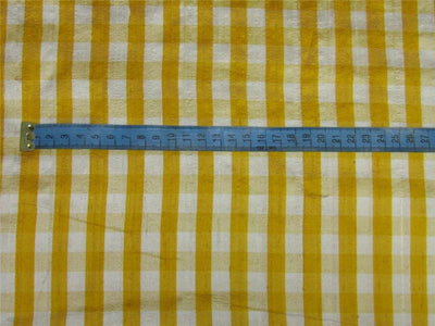 100% Silk Dupioni Fabric plaids yellow and white color 54'' wide DUP#C98[2]