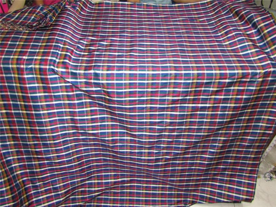 100% Silk Dupioni Fabric plaids multi color 54'' wide DUP#C98[1]