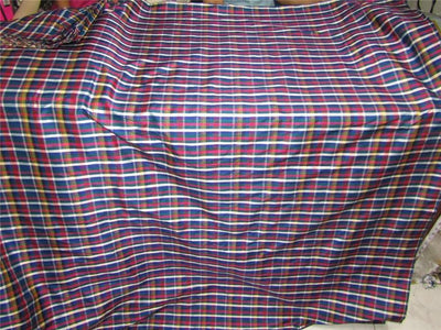 100% Silk Dupioni Fabric plaids multi color 54'' wide DUP#C98[1]