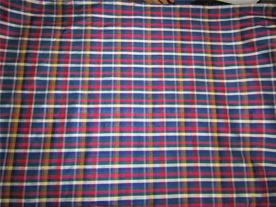 100% Silk Dupioni Fabric plaids multi color 54'' wide DUP#C98[1]