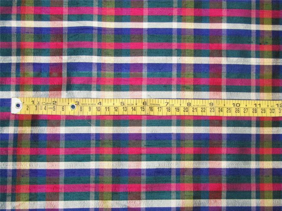 100% Silk Dupioni Fabric plaids multi color 54'' wide DUP#C98[1]