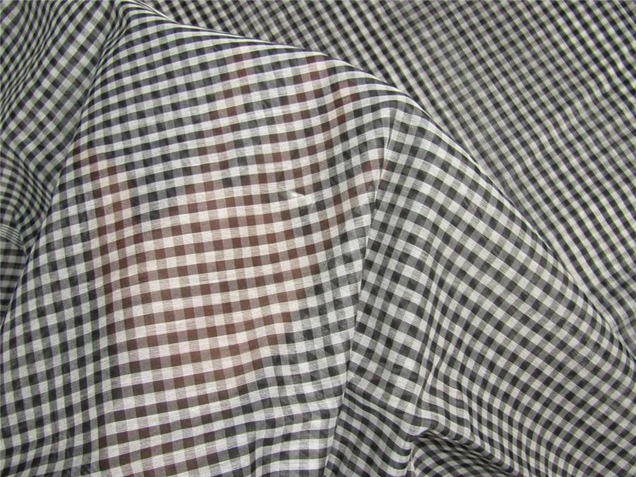 100% pure cotton Chanderi black and white plaids 44" wide by the yard [9279]