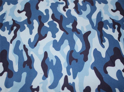 100% cotton lycra twill 60mm blue colour camoflauge print 58" wide [9439]