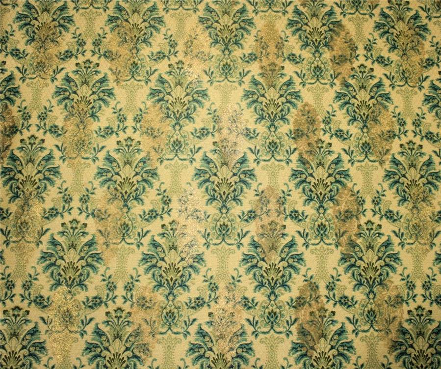 Brocade digital print fabric gold X green color 44&quot;wide