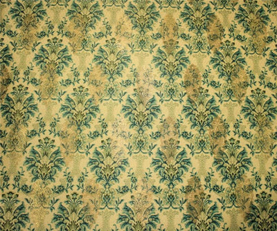 Brocade digital print fabric gold X green color 44&quot;wide
