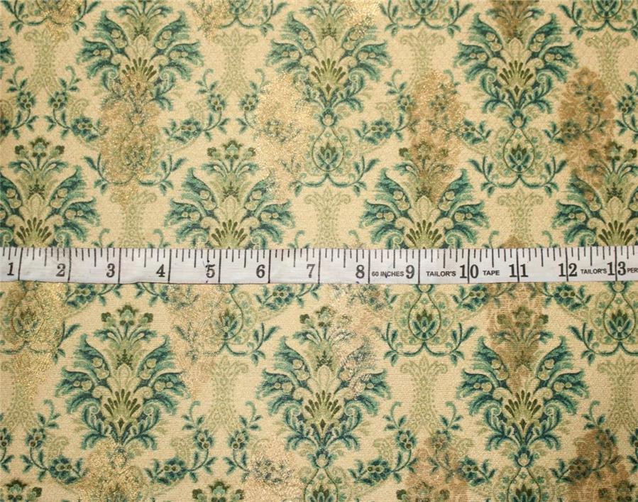 Brocade digital print fabric gold X green color 44&quot;wide