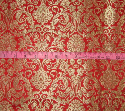 Heavy Brocade fabric Red x metallic gold color 36&quot;wide