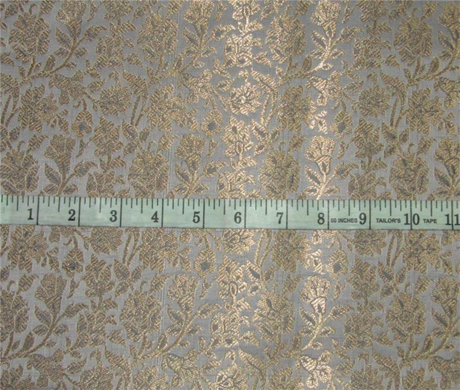 Brocade Fabric grey x metallic gold color 44&quot;