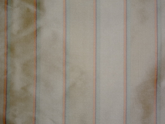 100% SILK DUPIONI FABRIC Red,Orange,Light Gold & Green COLOUR Stripes 54" wide DUP#S52[4]