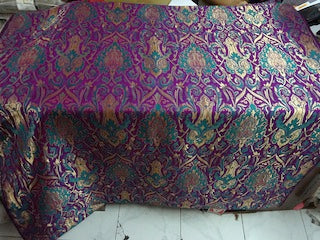 Brocade fabric Blue,Purple &amp; Metallic Gold Color 44&quot;