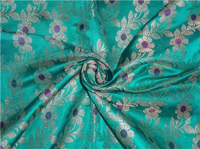 Silk Brocade Fabric Green, Purple x Metallic Gold COLOR 44" WIDE BRO530[5]