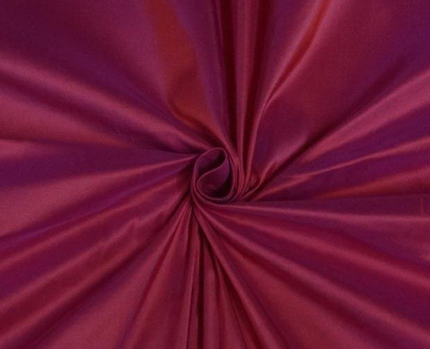 PURE SILK DUPIONI FABRIC HOT RED X PINK SHOT