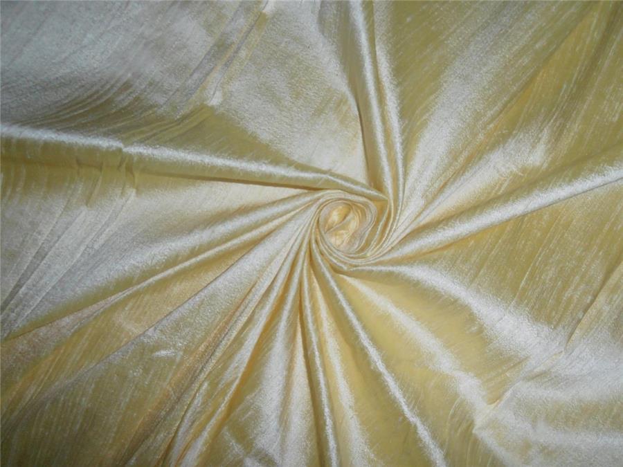 100% PURE SILK DUPION FABRIC YELLOW X IVORY colour 54" wide WITH SLUBS MM53[2]