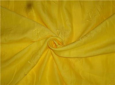 Bright Lemon Yellow Linen Fabric 54&quot; Embroidered