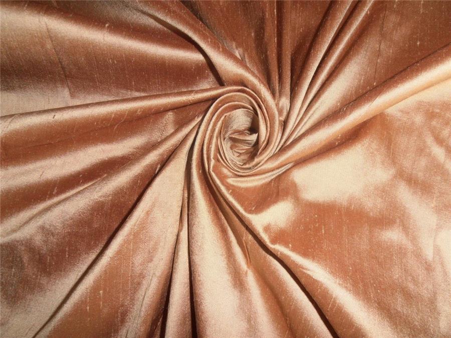 100%PURE SILK DUPIONI FABRIC GOLD X BROWN COLOR WITHOUT SLUBS DUP180