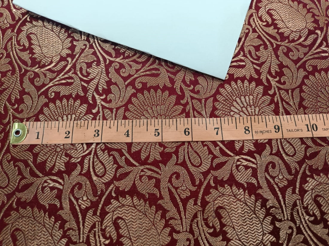 Pure Heavy Silk Brocade Fabric Deep Red &amp; Metallic Gold 44" WIDE 1.30yard BRO76[1]