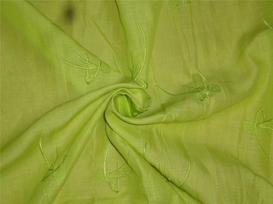 Neon Green Linen Fabric 54&quot; Embroidered