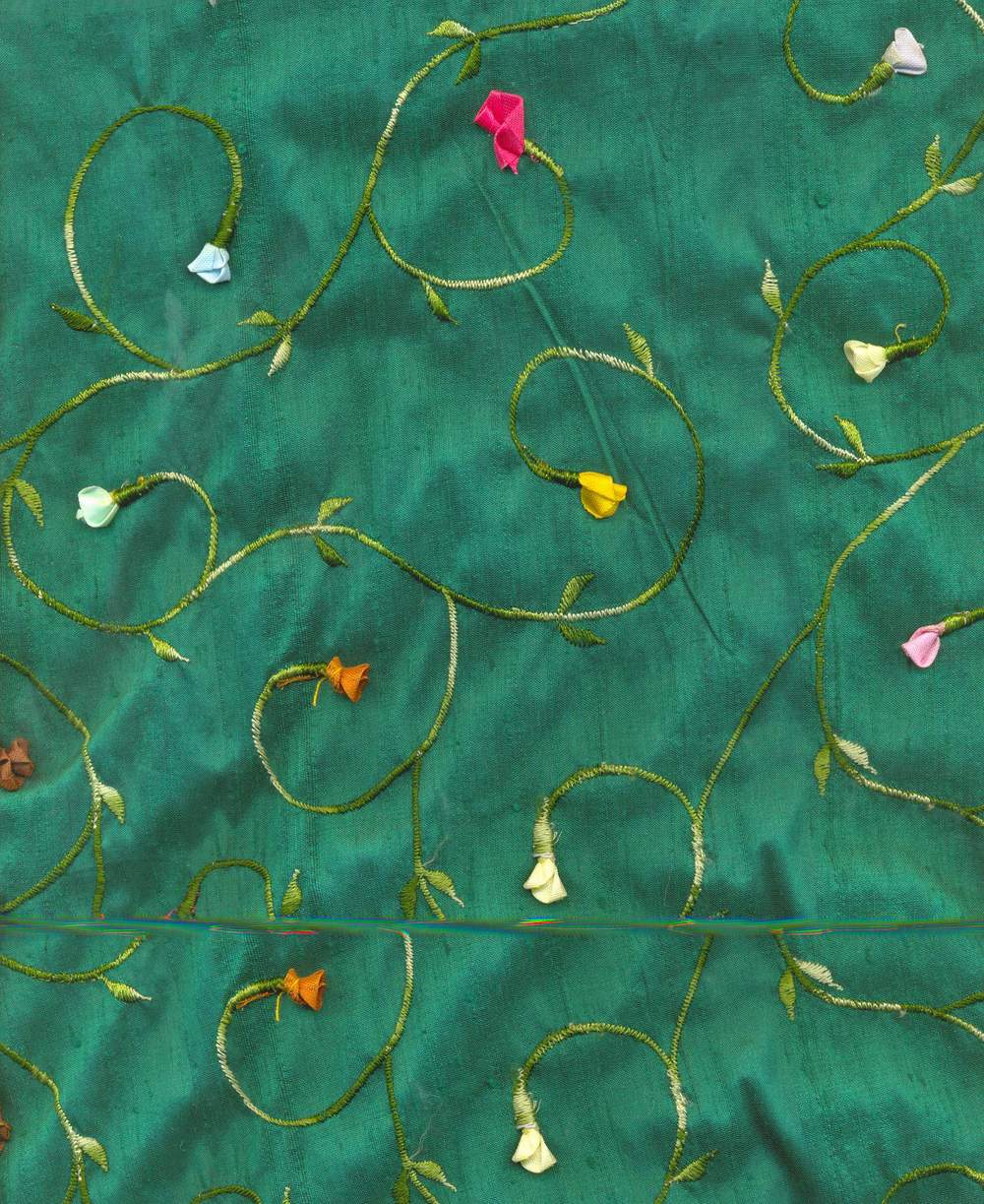 silk dupioni rose embroidery ES/R/44" wide [488]