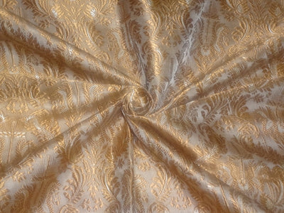 BROCADE VESTMENT FABRIC Brown & Golden Beige color 44" wide BRO326[1]