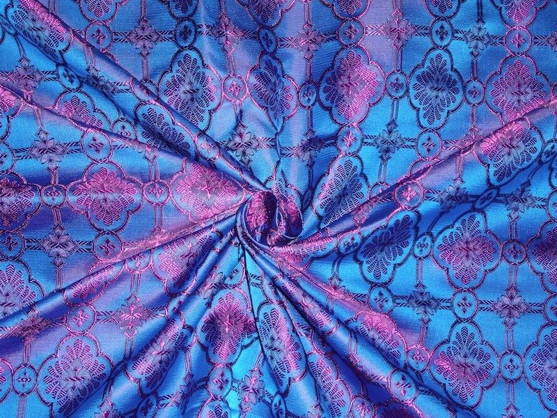 Silk Brocade Vestment Fabric Blue & Purple color 44" wide BRO349[4]