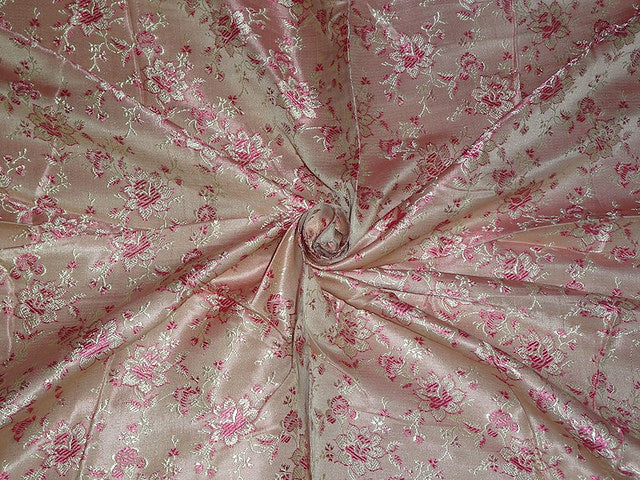 Silk Brocade very pretty Dusty Pink,Pink & Light Gold colour 44" wide BRO109[9]