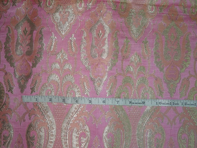 Heavy Brocade Fabric Light Pink,Gold & Metallic Gold color 44" wide BRO334[5]