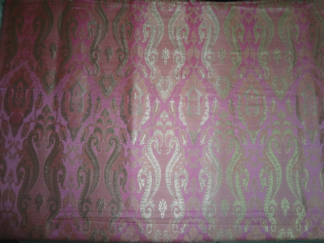 Heavy Brocade Fabric Light Pink,Gold & Metallic Gold color 44" wide BRO334[5]