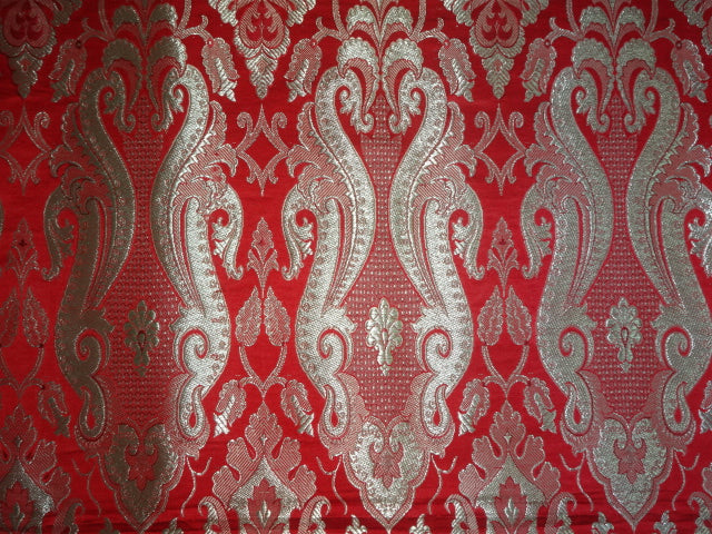 Heavy Brocade Fabric Red,Gold & Metallic Gold color 44" wide BRO334[3]