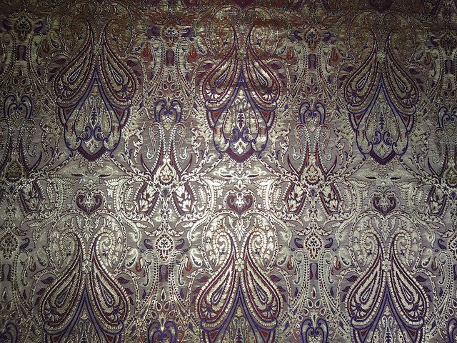 Brocade Fabric Red,Purple &amp; Metallic Gold color