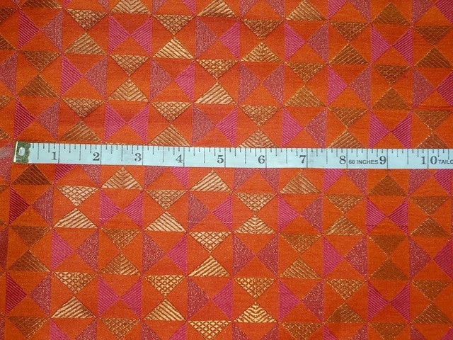 BROCADE FABRIC Pink,Orange & Metallic Gold color 44" wide BRO339[2]