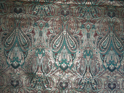 Brocade Fabric Red,Aqua & Metallic Gold color 44" wide BRO336[2]