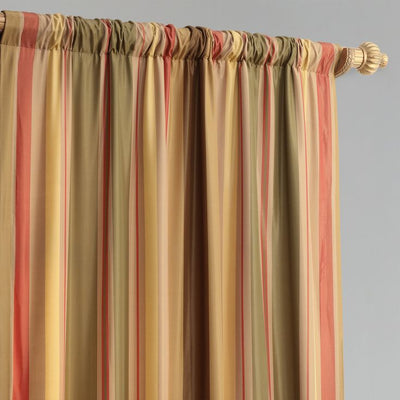 SILK TAFFETA FABRIC ~Green,Orange &amp; Sand Gold colour stripes 54&quot; wide